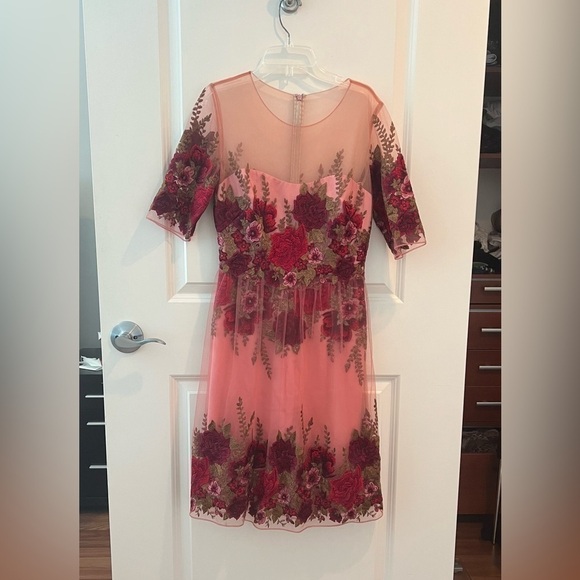 Marchesa Notte Rose Throw Embroideed Dress - Picture 2 of 16